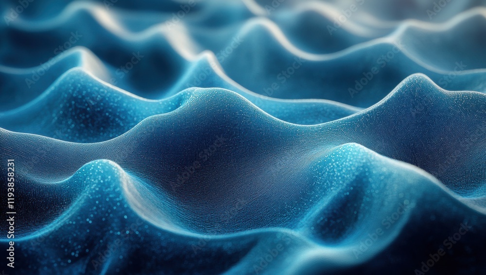 Poster abstract blue waves surface with smooth flowing textures and soft gradients capturing the essence of