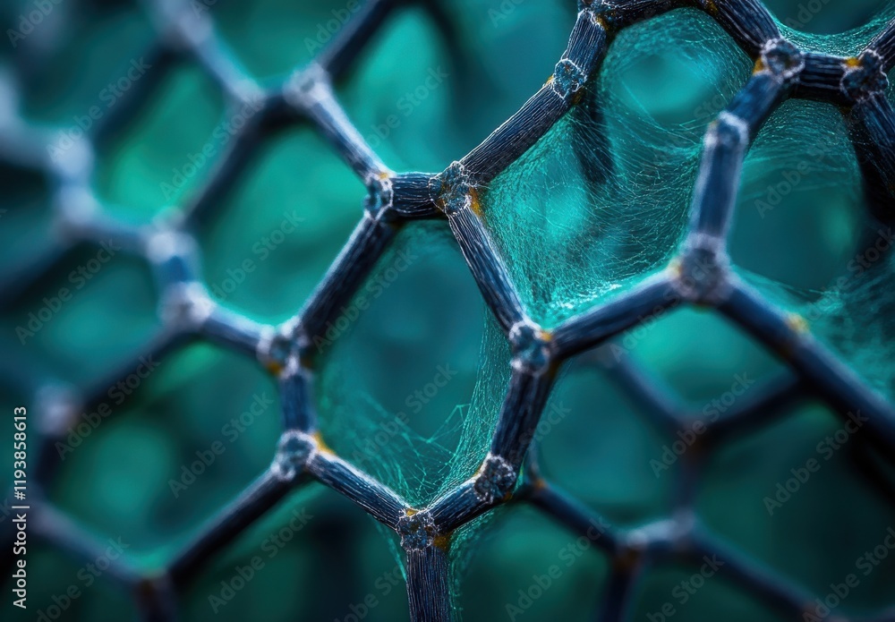 Poster abstract close-up image showcasing a complex structure of a honeycomb pattern with intricate details