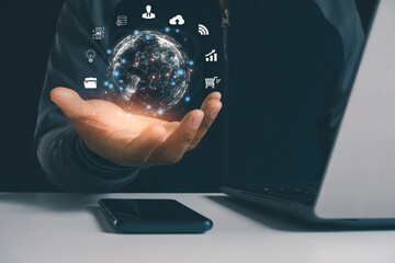 Digital marketing technology concept. Shopping, payment, Online business. Search Engine...