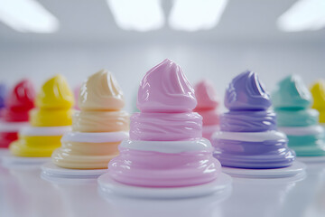 Pastel Swirls, Creamy textures arranged in a vibrant, colorful display, showcasing delightful hues and smooth surfaces.