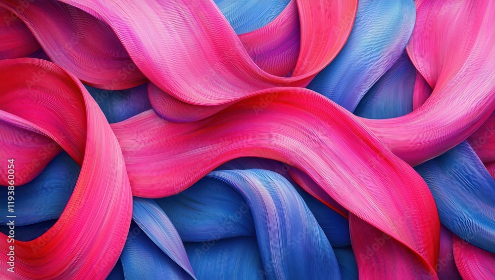 Poster abstract colorful waves of pink and blue flowing smoothly across each other creating a vibrant and d