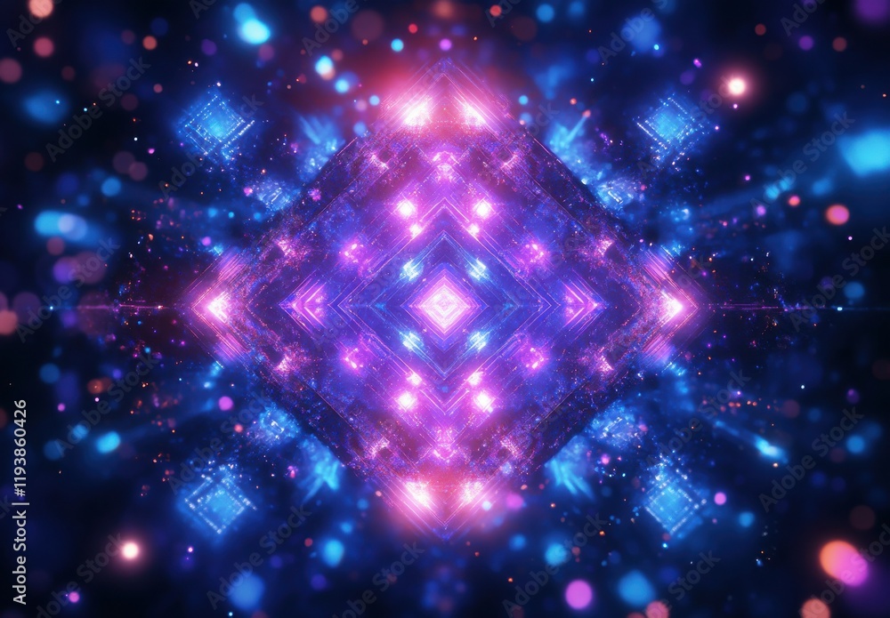 Poster abstract cosmic energy with vibrant colorful lights and sparkling particles creating a mystical and 