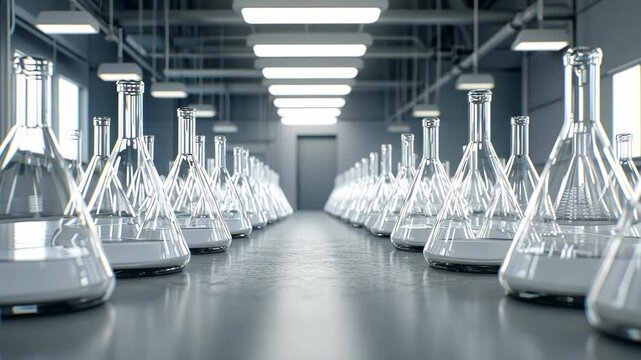 Laboratory Glassware and Flasks for Science Research Modern Workspace
