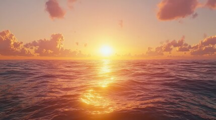 Vibrant sunset over calm ocean waters.