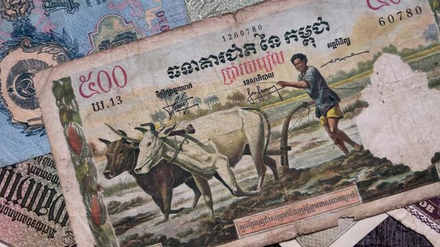 Cambodian old banknotes 500 riels 1956-1972