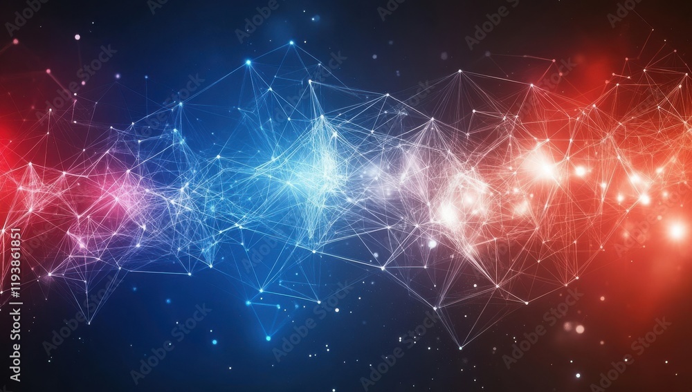Poster abstract digital background with connecting lines and nodes, creating a stunning visualization of da