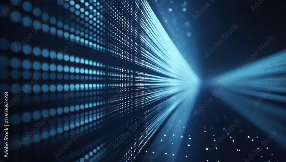 Poster abstract digital background with rays of light and dots, creating a futuristic and high-tech atmosph