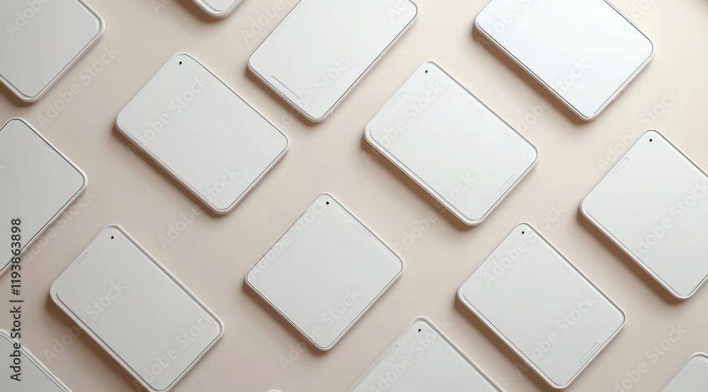 Poster minimalist smartphone silhouettes in simple elegant design for app interface and web presentation