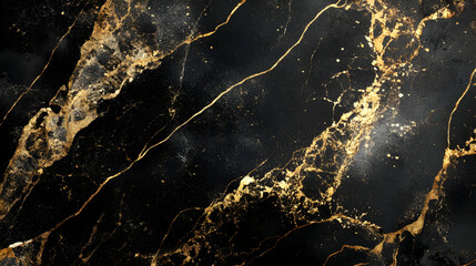 Elegant Black Marble Texture with Gold Veins and Specks of Light