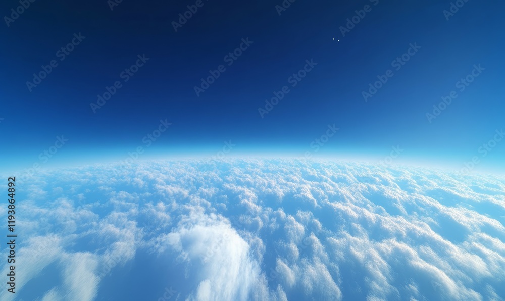 Poster vast blue expanse of sky with a few wispy cirrus clouds and a subtle gradient effect, calming enviro