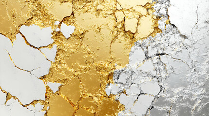 Obraz premium Cracked Gold and Silver Surface with Textured Pattern and Detail