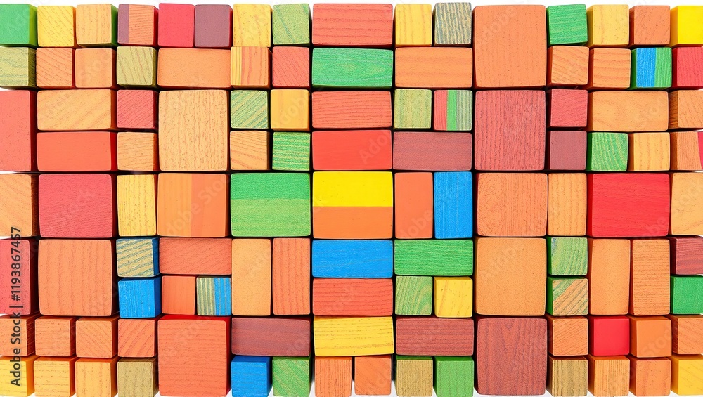 Poster colorful wooden blocks arranged in a pattern