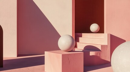 Artistic geometric shapes displayed in minimalist environment modern architecture digital artwork creative concept