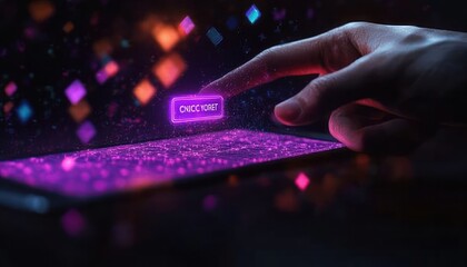 Digital Wallet Connection Mobile Phone Interaction Cyberpunk Technology Scene with Human Touch