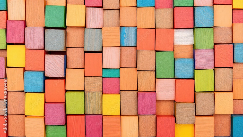 Poster colorful wooden blocks arranged in a grid pattern