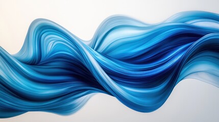 Fototapeta premium Blue wave flow on white background, abstract design element.