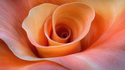 Close-up of peach rose unfolding, soft background.