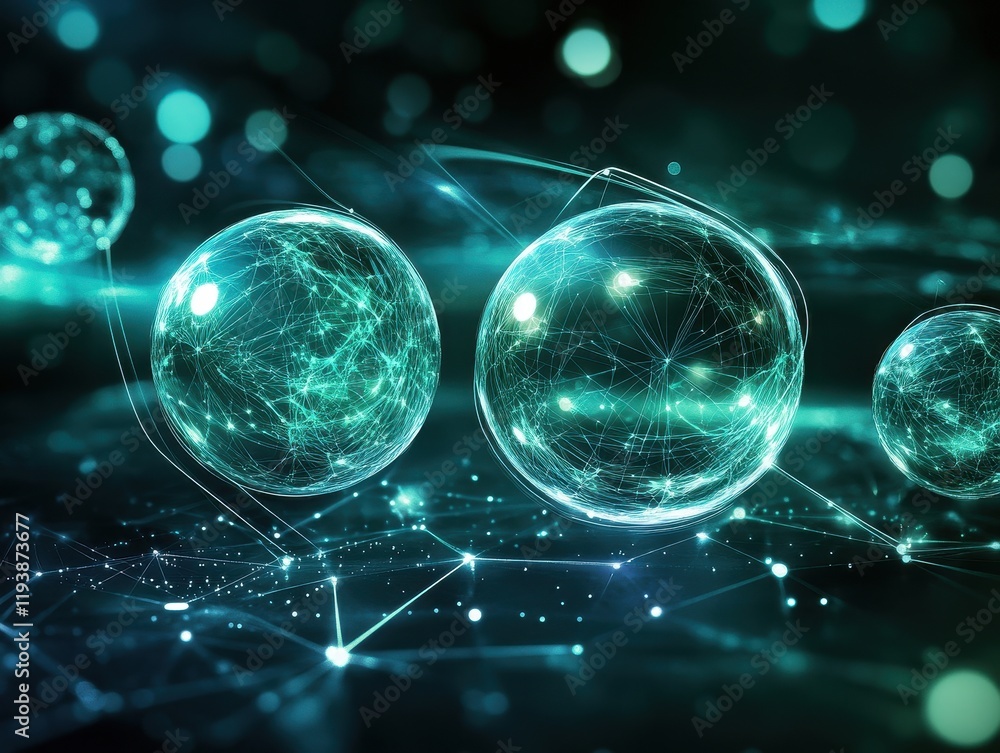 Poster illuminated spheres connected within a network