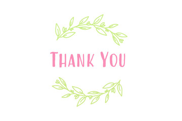 CMYK Vector Illustration of Thank You Card with Modern Typography and Floral Elements