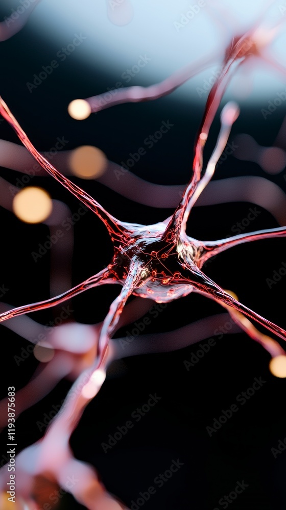 Poster abstract red neuron network quantum cyber background