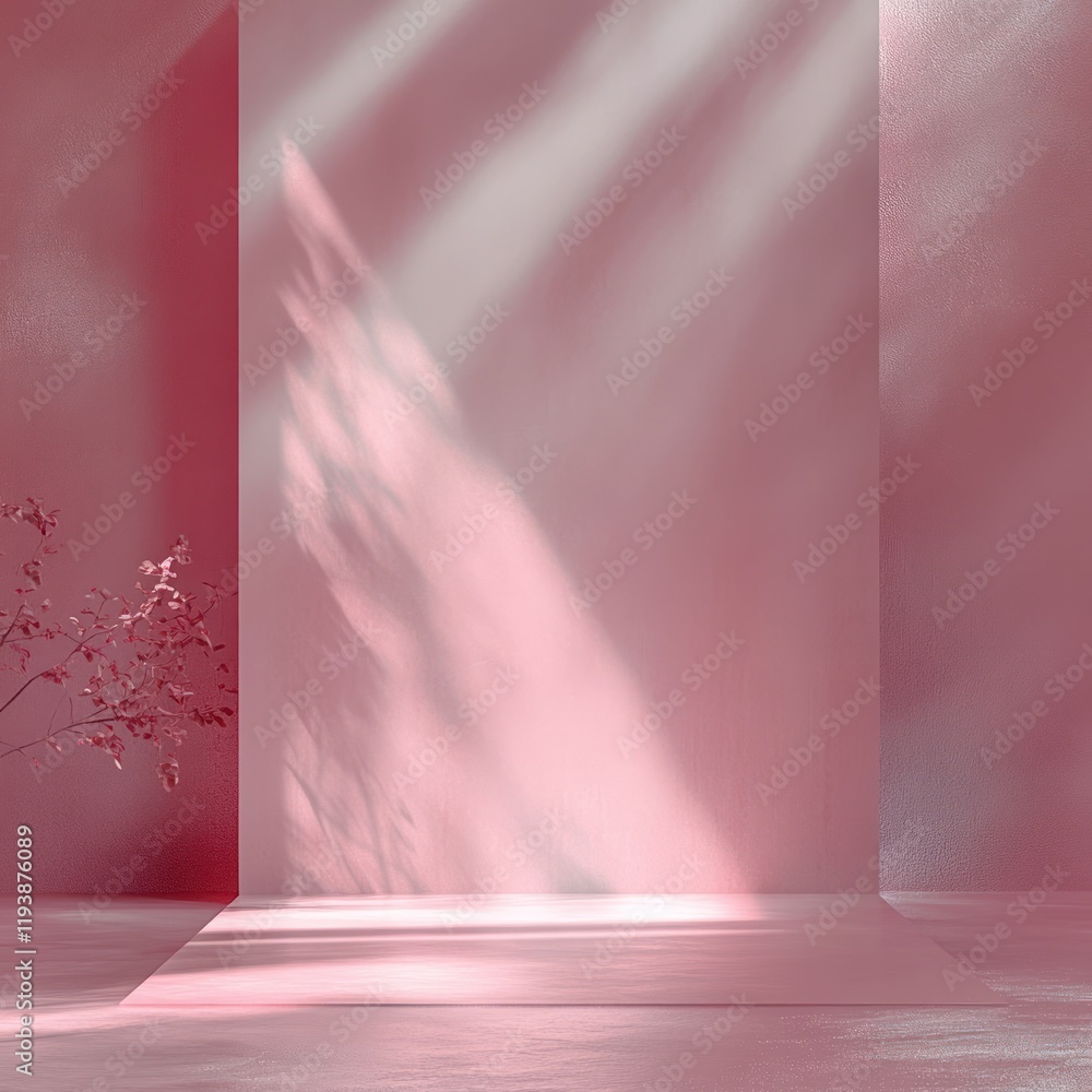 Poster minimalist pink backdrop soft shadow studio mockup for product display and presentation