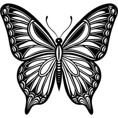 Cute Silhouette of a Butterfly line art vector cartoon illustration