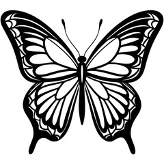 Cute Silhouette of a Butterfly line art vector cartoon illustration