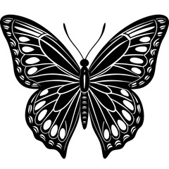 Cute Silhouette of a Butterfly line art vector cartoon illustration