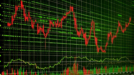 Fototapeta premium Market Trends, Analyzing Stock Charts, reveals investment opportunities, with insightful data.