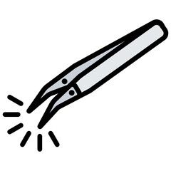 Tweezers Outline Color Icon