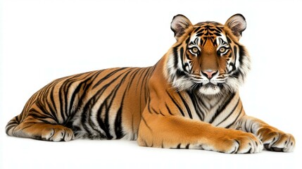 Naklejka premium Bengal tiger observing steadfastly wildlife setting high-quality image minimalist background close-up view captivating gaze