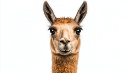 Obraz premium Llama expressing emotions white background portrait image studio environment close-up view playful concept