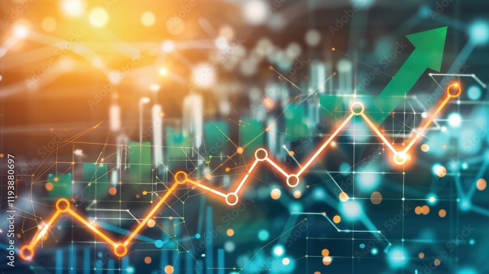 Aufkleber data visualization of financial growth with upward trend lines and graphs, showcasing analytics and 
