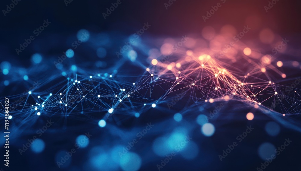 Poster abstract visualization of network connections in a digital space representing technology, data flow,