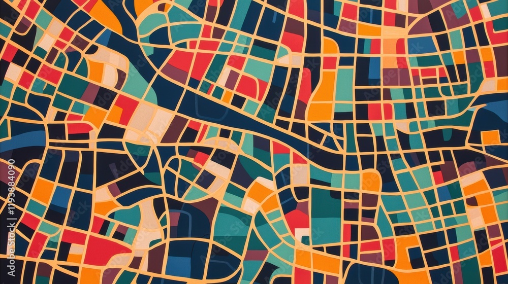Poster abstract colorful map design with geometric patterns and shapes