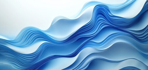 Fototapeta premium Abstract Waves of Blue Paper Undulating in Flowing Patterns Creating a Serene and Calming Atmosphere for Artistic or Design Projects