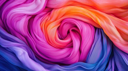 Colorful swirls of silk fabric creating a vibrant abstract pattern