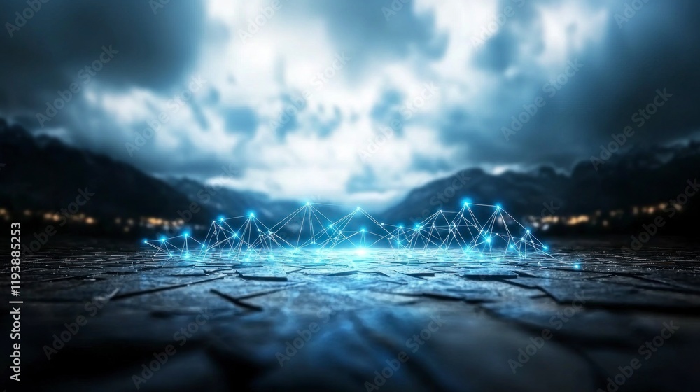 Aufkleber abstract network connection digital landscape global network technology background