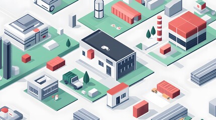 Isometric Illustration of Industrial Park and its Buildings