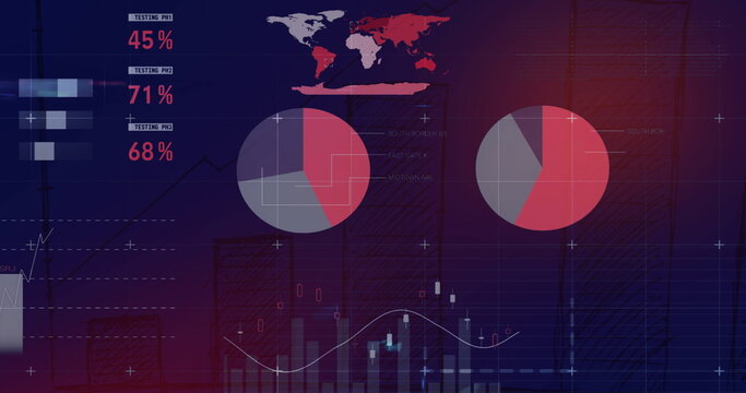 Image of charts and graphs processing data on interface screen - Powered by Adobe
