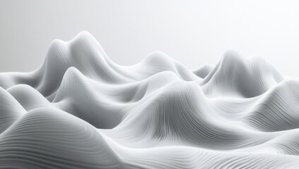 Obraz premium Abstract white landscape with flowing wave patterns in soft curves and smooth textures creating a serene and modern aesthetic for various creative projects