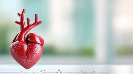 Heart banner: cardiogram symbol, medical theme, cardiac health, lifeline design, heartbeat graphic, healthcare focus, vital rhythm, awareness, wellness promotion, cardiovascular care.