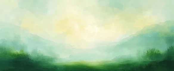 serene abstract landscape impressionism watercolor background in yellow and green peaceful gradient