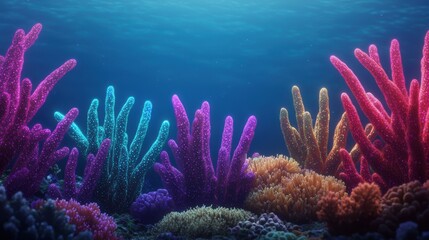 Fototapeta premium Vibrant Colorful Coral Reef Underwater Scene With Soft Light Effects