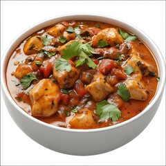 Aromatic Chicken Curry: A Culinary Delight. This vibrant dish features tender chicken simmered in a rich, flavorful tomato-based curry, garnished with fresh cilantro. 