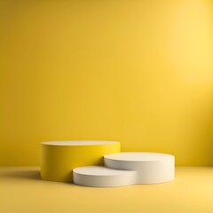 empty podium on yellow background 