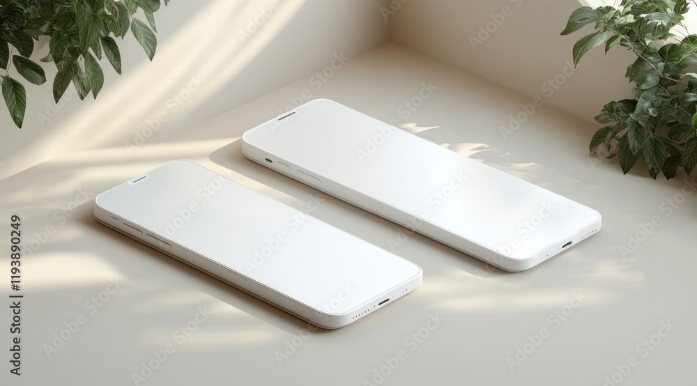 Aufkleber minimalistic smartphone mockup with app interface slides in 3d rendering