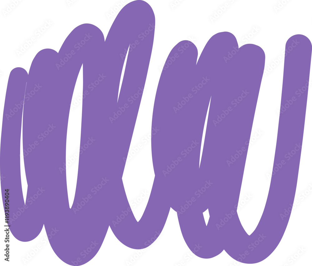 Poster purple abstract scribble artwork. playful design with curves and lines.
