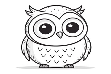 Fototapeta premium Cute Cartoon Owl Illustration with Big Eyes, Simplistic Design for Children, Suitable for Various Creative Projects, from Books to Educational Materials and Merchandise