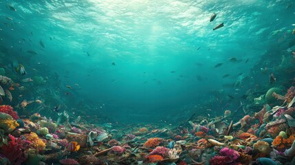 Vibrant Underwater Scene with Colorful Coral and Tropical Fish